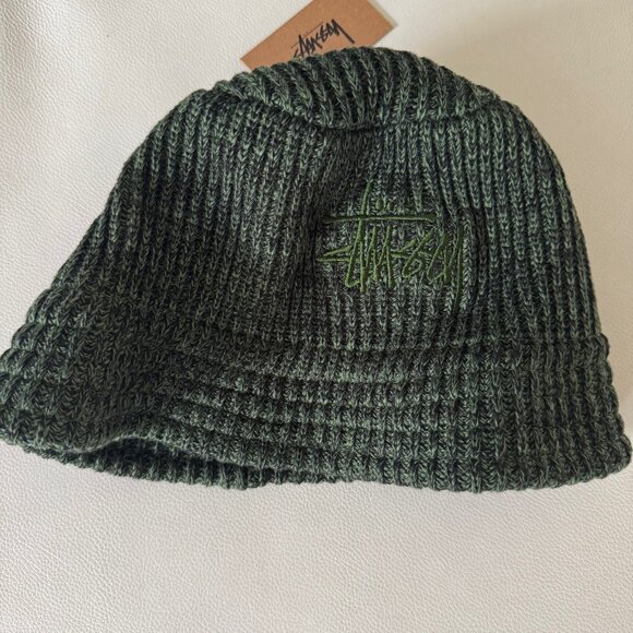 Brand New with tags STUSSY Green Marl Knit Bucket Hat - Picture 8 of 10